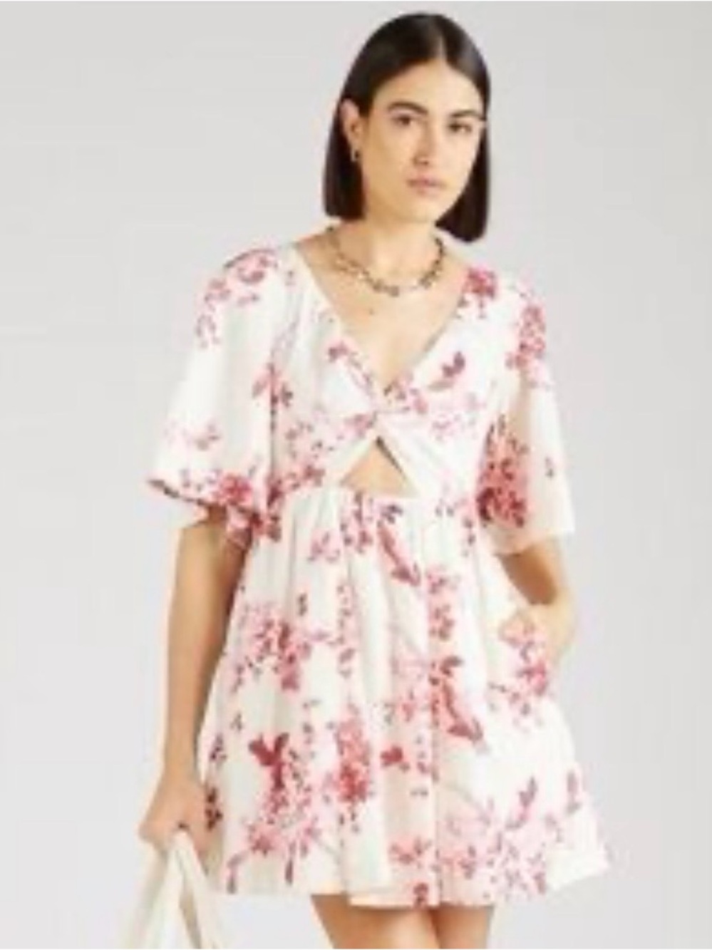 Abercrombie‎ & Fitch Burgundy Floral Twisted Cutout V~Neck Mini Dress Women’s PL